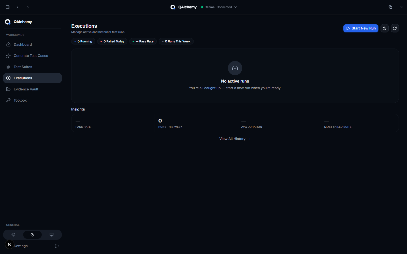 Test execution workspace